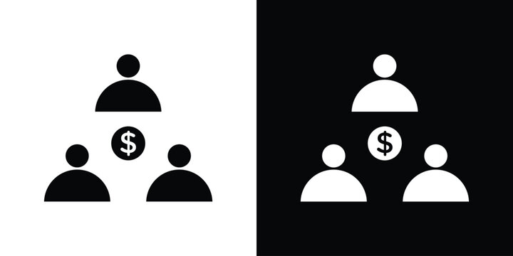 Ponzi scheme icon black and white. Simple glyph icons.