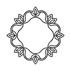 Floral frame with curved lines leaf-like shapes on a border element