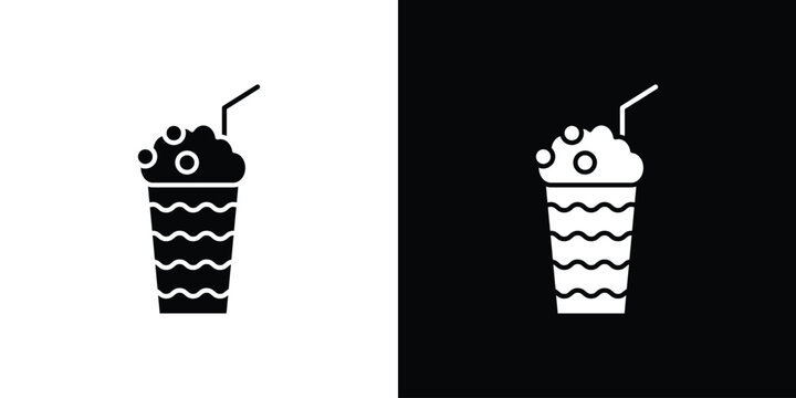 Milkshake icon black and white. Simple glyph icons.