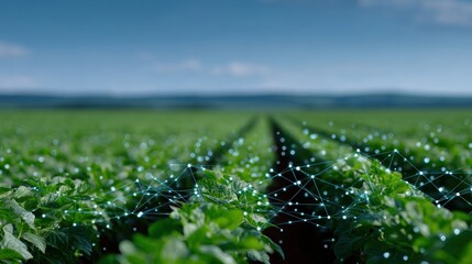 AI analyzing weather patterns and crop growth models, predictive agriculture. Climate resilience, foresight. Digital, analytical.