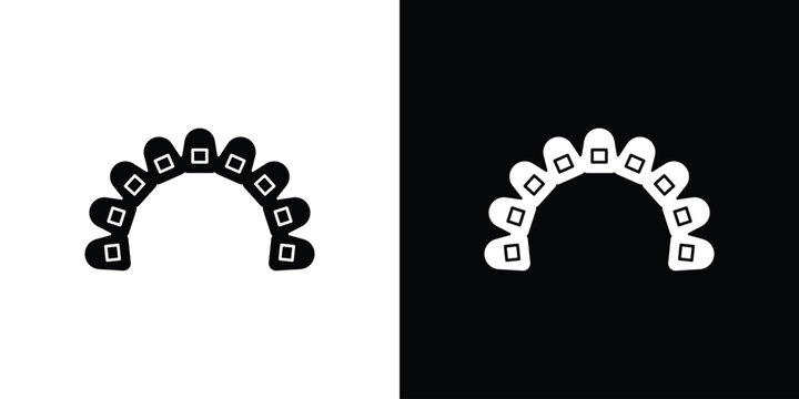 Lingual braces icon black and white. Simple glyph icons.