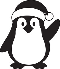 Simple cute penguin outline vector outline shape, simple black and white penguin shape