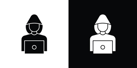 Hacker icon black and white. Simple glyph icons. © Surya