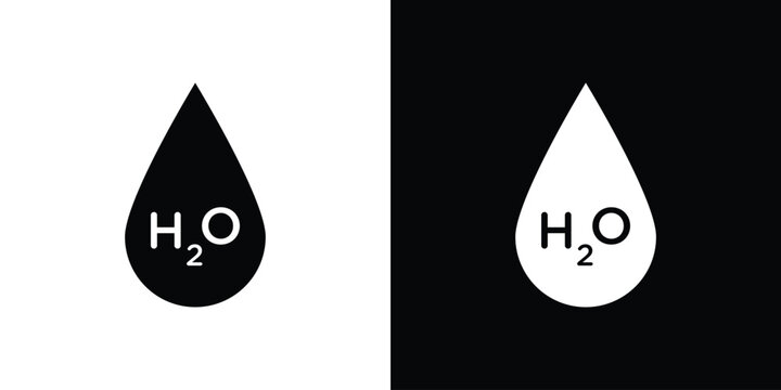 H2o icon black and white. Simple glyph icons.