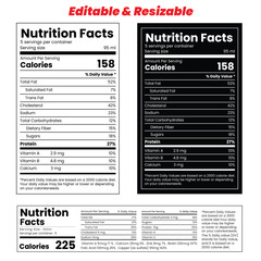 Nutrition facts,Supplement facts and vitamin facts template,nutrition label