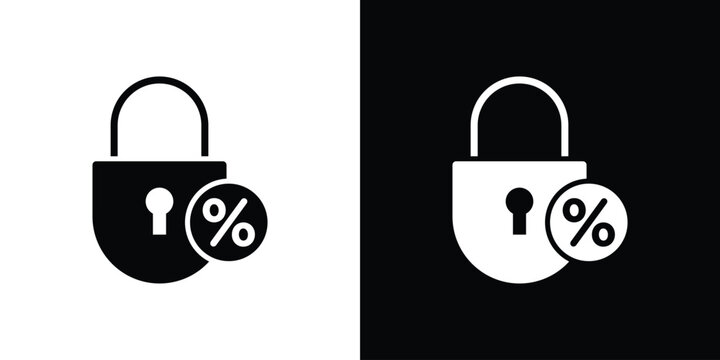 Fixed rate mortgage icon black and white. Simple glyph icons.