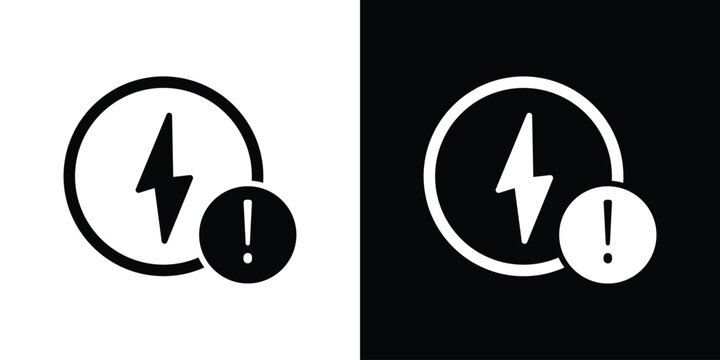 Electric Problem icon black and white. Simple glyph icons.