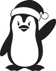 Simple cute penguin outline vector outline shape, simple black and white penguin shape