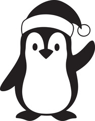 Simple cute penguin outline vector outline shape, simple black and white penguin shape