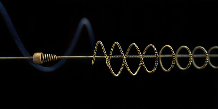 Macro shot of a detailed view of a vibrating string with wave pattern  