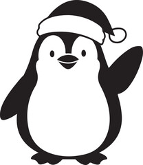 Simple cute penguin outline vector outline shape, simple black and white penguin shape