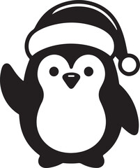 Simple cute penguin outline vector outline shape, simple black and white penguin shape