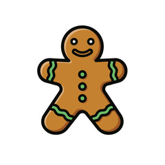 Fototapeta premium Cute gingerbread man with green frosting and smiling face.