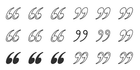 Obraz premium Grid of Quotation Marks Single Double and Stylized Punctuation Symbols