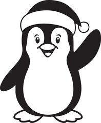 Simple cute penguin outline vector outline shape, simple black and white penguin shape