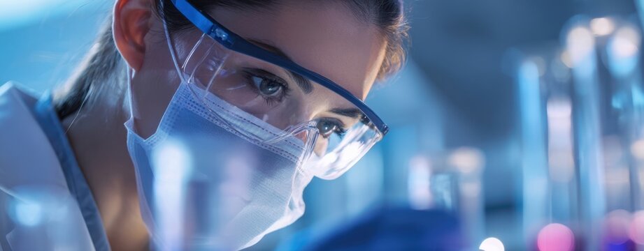 The scientist examining samples with precision in a modern laboratory environment.