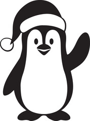 Simple cute penguin outline vector outline shape, simple black and white penguin shape