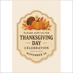 Thanksgiving Day Invitation Label Card Design