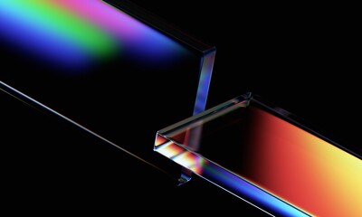 Abstract geometric blocks on a black background, 3d render