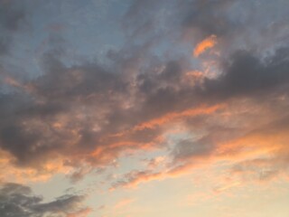 red sky with clouds