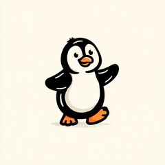 Fototapeta premium Cute cartoon penguin walking