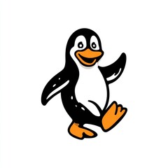 Obraz premium Cartoon penguin walking