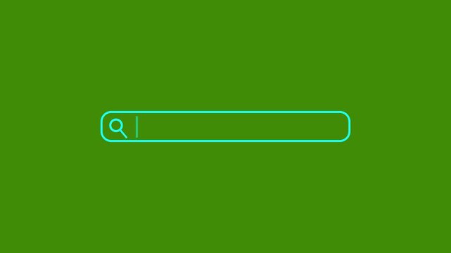Typing Query into Search Input Field with Smooth Cursor Blink and Pressing Search Button Animation in 4K Ultra HD on Minimal Browser UI green screen  Background