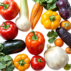 Isolated object for designers, transparent PNG; fresh garden produce, vibrant vegetables, natural nutrient source, wholesome dietary staples, robust healthy eating, crucial essential nutrients.