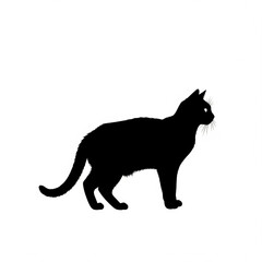 Obraz premium Silhouette of a cat standing on a white background