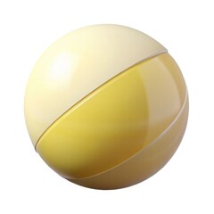 Two toned sphere yellow and cream isolated on white background