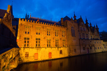 Evening view to Bruges, Belgium