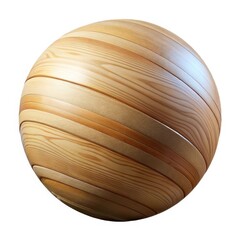 Wooden sphere constructed from lathed strips isolated on white background