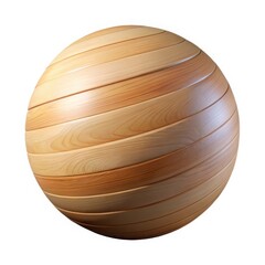 Wooden sphere composed of slats isolated on white background