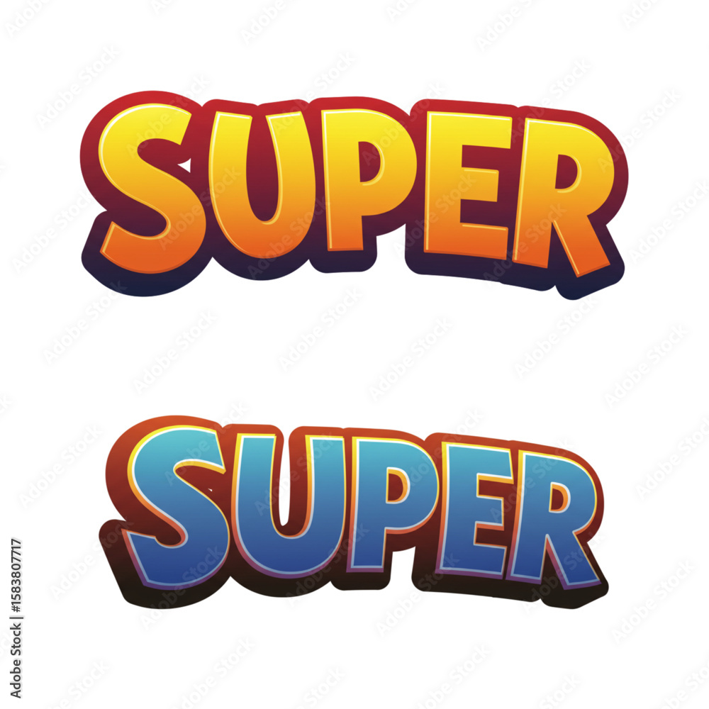 Fototapete animated super text design with gradient fill in orange and blue offers a cheerful typographic eleme