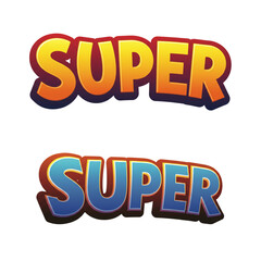 Animated super text design with gradient fill in orange and blue offers a cheerful typographic element for creative concepts.