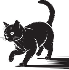 Obraz premium Black Cat Illustration Walking Isolated On White Background