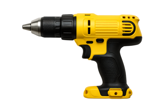 Yellow and Black Electric Screwdriver Drill – Battery Operated Construction Tool for Industrial Use