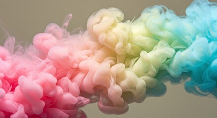 Obraz premium Colorful Ink Clouds Blending in Water with Soft Lighting Artistic Technique