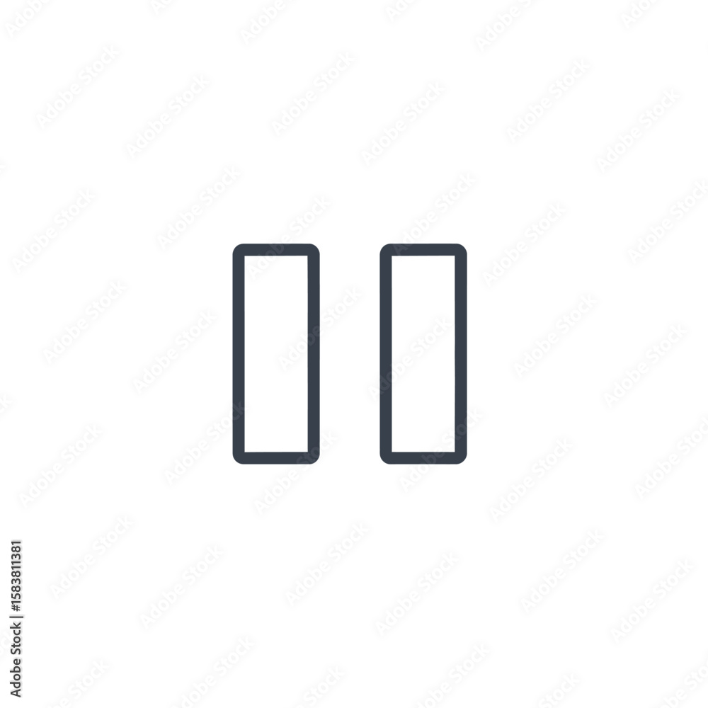 Poster simple graphic icon representing a pause function, depicted with two vertical rectangles.