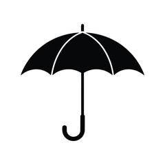 Black Silhouette Umbrella Icon Minimalist, Flat Design, Rain Protection Symbol
