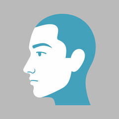 Human Head Profile Silhouette Flat Design for AI and Identity Concepts