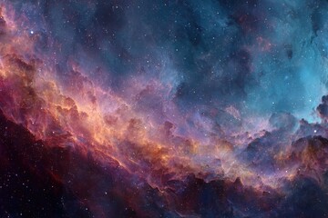 Fototapeta premium Vibrant cosmic nebula reveals a stunning panorama of colors and celestial formations in the depths of space