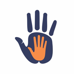 Obraz premium Childs handprint nested inside an adult hand, symbolizing growth and nurture