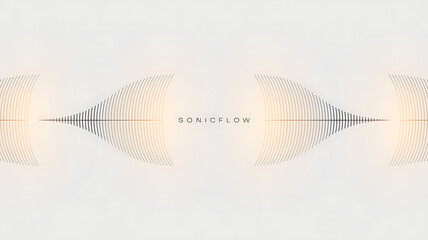 Symmetrical abstract sound waveform with subtle gradient and text
