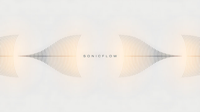 Symmetrical abstract sound waveform with subtle gradient and text - Powered by Adobe