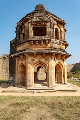 Fototapeta premium Watch tower next to the Lotus Mahal, Zenana Enclosure, Hampi, Karnataka, India, Asia