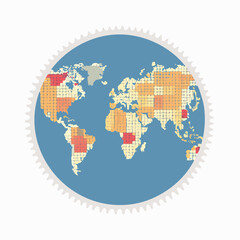 World geography made from stamps around the globe, geographical composition