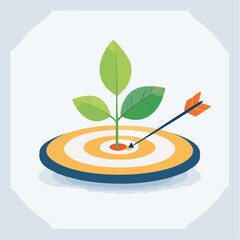 Arrow hits target, planting a seed that grows into a plant in the middle
