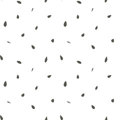 Seamless pattern of watermelon seeds in dark green on white background for clean minimal summer design