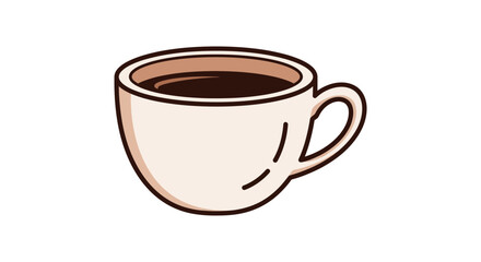 Simple illustration of a white coffee mug filled with dark brown beverage.